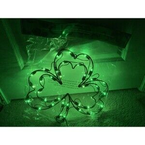 15 X 13 In Lighted St. Patrick'S Day Green Shamrock Window Silhouette Decoration